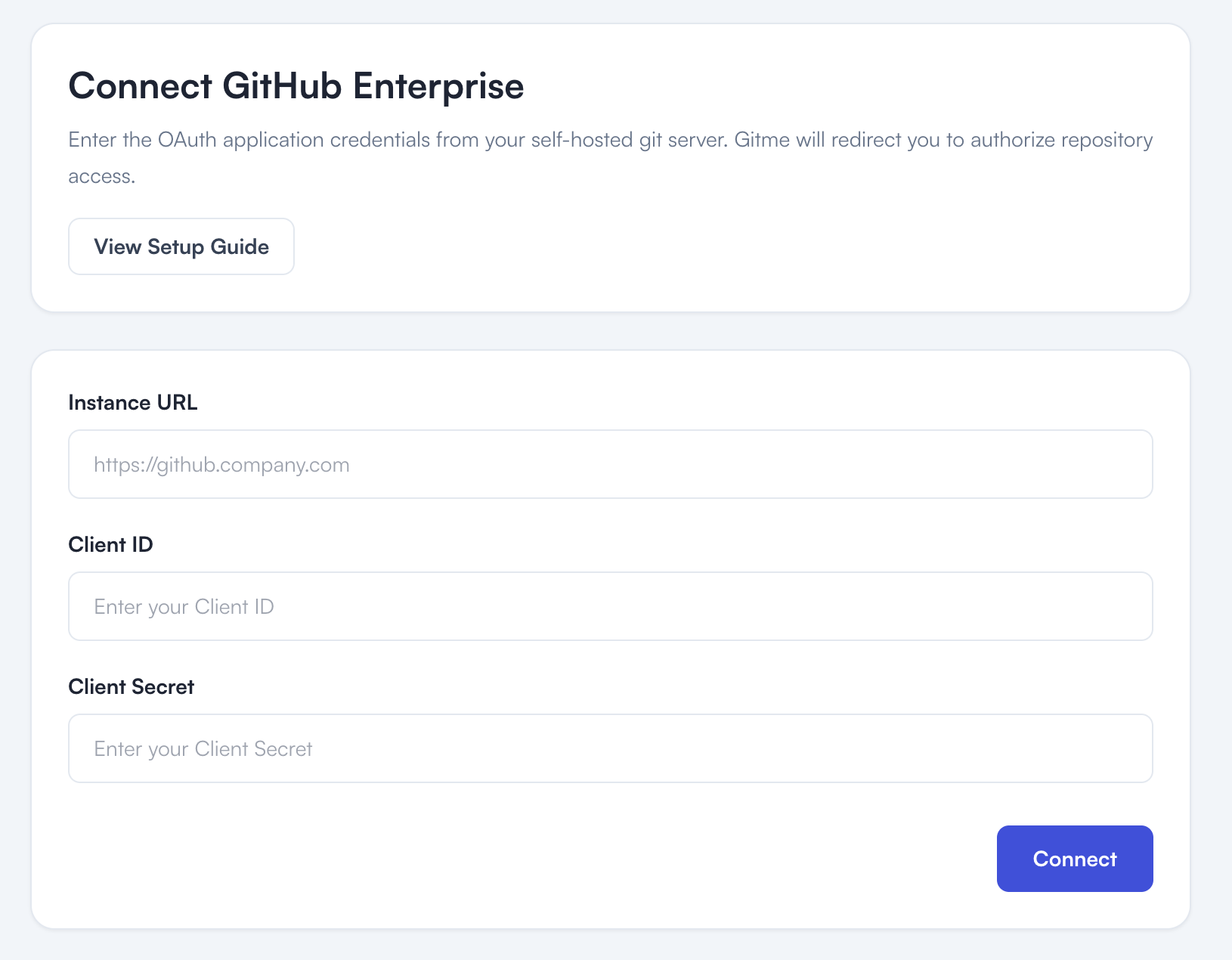 GitHub Enterprise credential screen